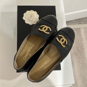 Chanel Espadrilles with gold cc hardware